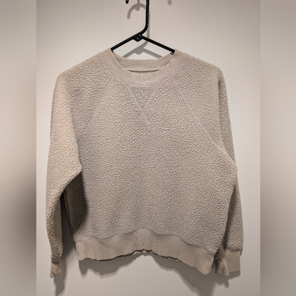 Everlane Off-White Cream Sherpa Crewneck Sweatshirt